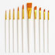 Art Brushesartist Brushes Short Handle 10 Pieces Round Plaque 33479