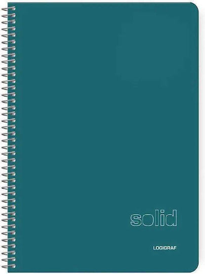Logigraf Spiral Caiet Cu dungi B5 90 de Foi 3 de Subiecte Solid Wirelock Verde 1buc