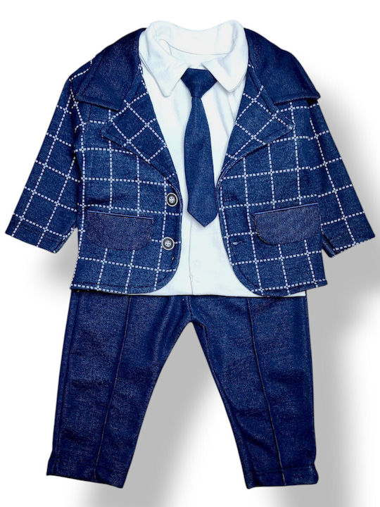 Kids' Set with Pants Winter 2pcs Blue, Ecru
