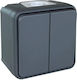 Aliberti Waterproof Wall-mounted Electrical Wall Switch Double Gray