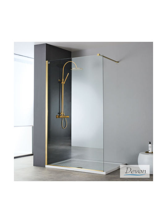Devon Iwis Walk-in Fixed Side for Shower 58x200cm Clean Glass Inox