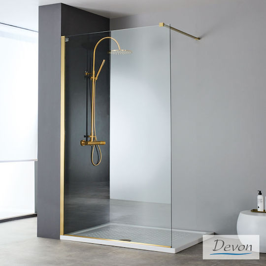 Devon Iwis Walk-in Feste Seite für Dusche 58x200cm Sauberes Glas Inox