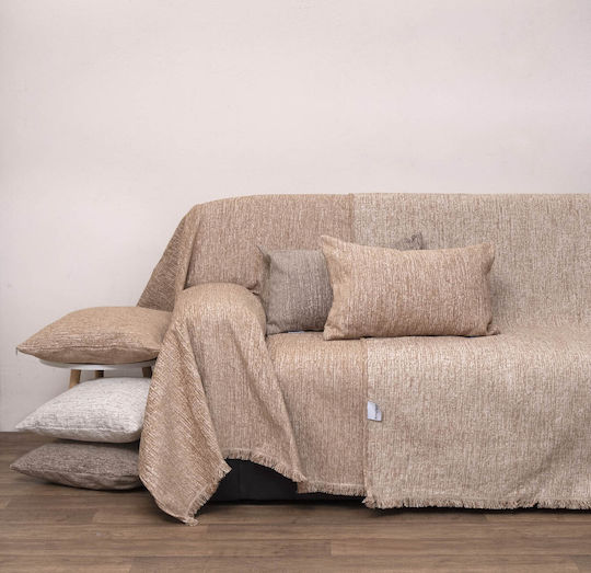 Anna Riska Покривка За Четириместен Диван Шенил 180x320см Бежова