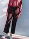 Damen Stoff Hose in Geradem Schnitt Bordeaux