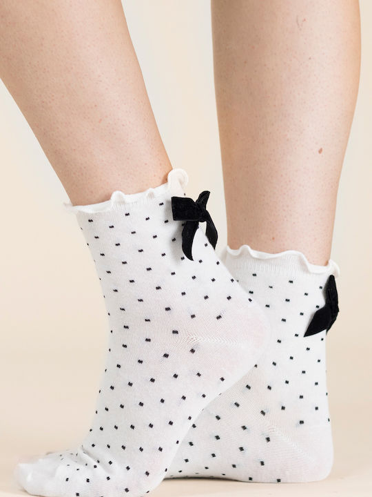 Noidinotte Damen Gemusterte Socken White 1Pack