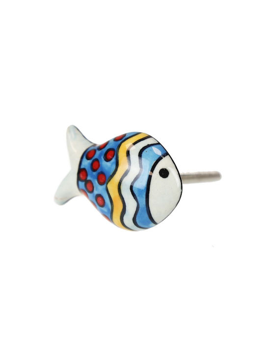 Buton Ceramică Pește 5x3,5cm Wave Cu Buline