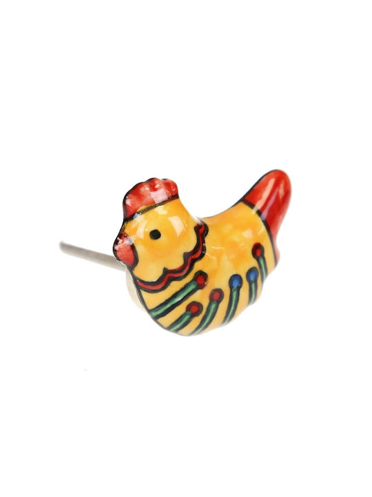 Ceramic Rooster Knob 5x3.5cm Yellow