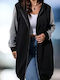 Fleece Cardigan Pentru Femei Cu Fermoar Negru-Gri