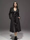 Women's Black Coat with Belt
