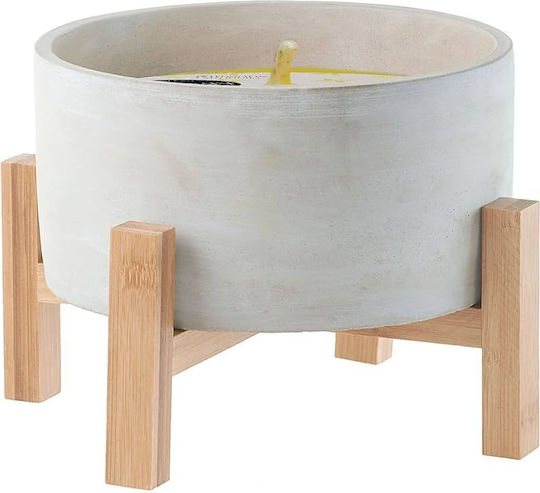 Bougies La Francaise Outdoor Borcan Beton Lumânare Aromatică Citronella Suport Din Lemn 930 Gr