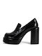 Leder Pumps mit hohem Absatz Schwarz
