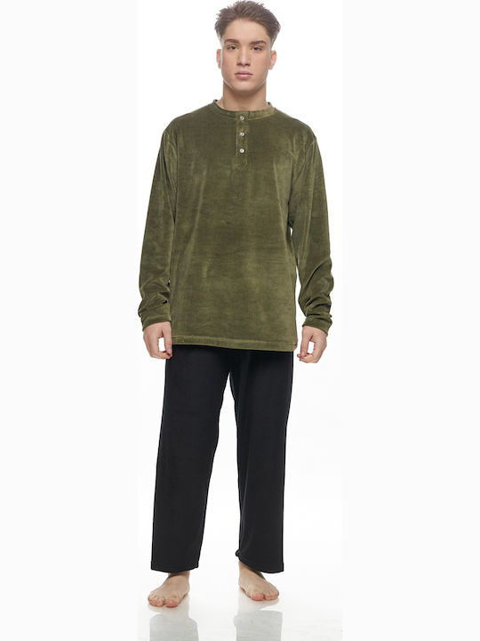 Galaxy Men's Winter Pajamas Set Khaki