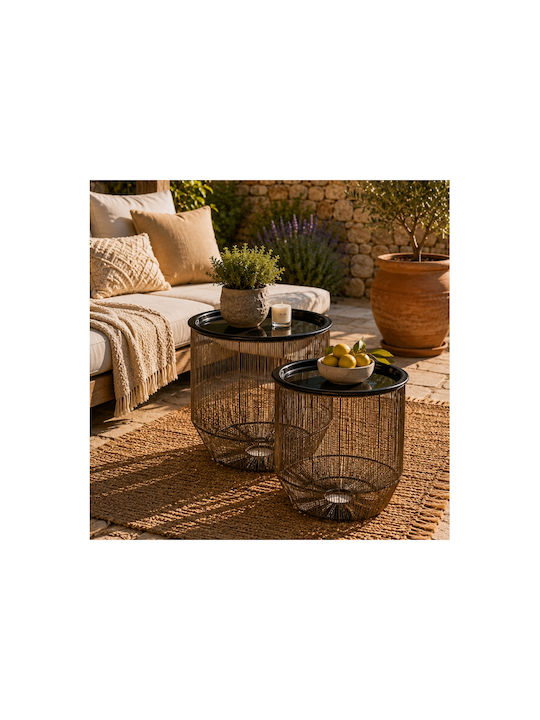 Round Side Table Metal Gold/Black 2 Pieces W35xL35xH35.5cm