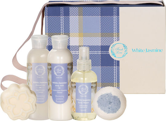 Fresh Line White Jasmine Skin Care Set for Moisturizing & Body Cleaning 5pcs