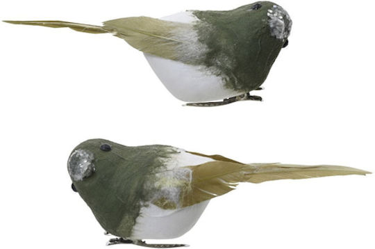 Glitzer Dekorative Figuren Vogel Eingebauter Clip Set 2 10x3.5x3.5cm Grünes Kaeming