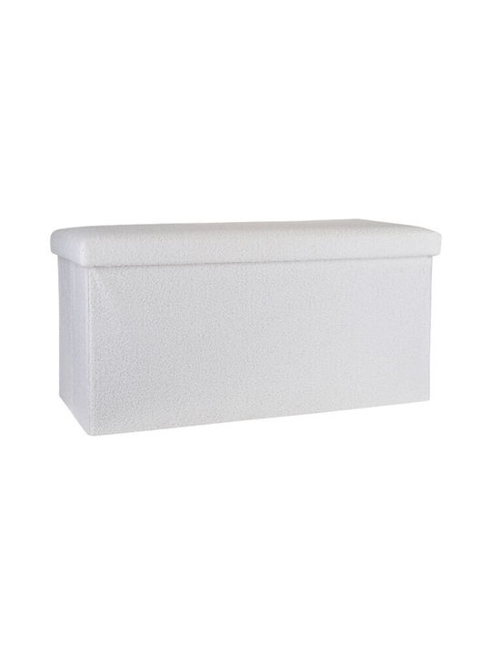 Stool For Living Room With Storage Space Upholstered with Fabric White 76x38x38cm