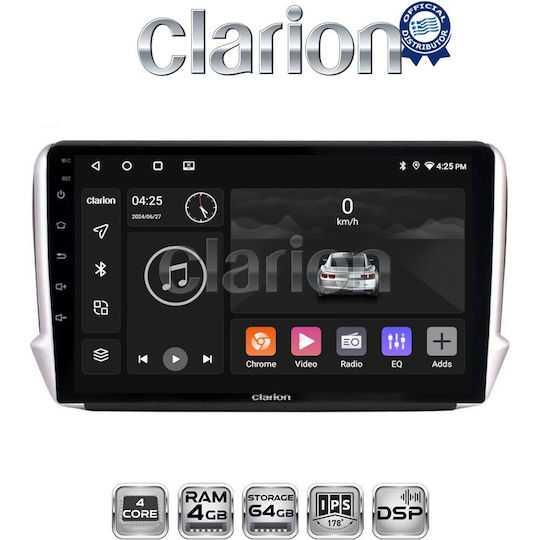Clarion Ηχοσύστημα Αυτοκινήτου για Peugeot 208 / 2008 2012 (Bluetooth/USB/WiFi/GPS/Apple-Carplay/Android-Auto)