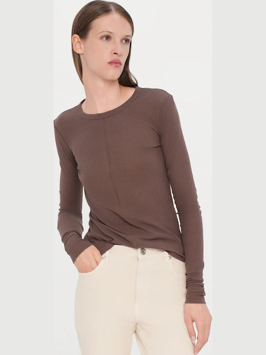 Women's Blouse Long Sleeve Chocolate