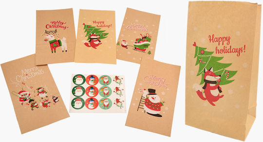 Paper Christmas Gift Bag for Presents 13x8x24cm 12 Pieces Various Designs
