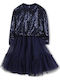 Children's Dress with Sequins Blue