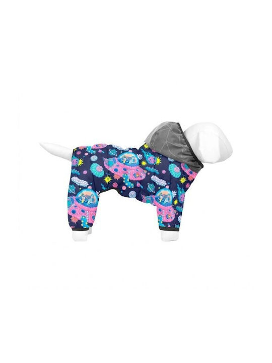 WauDog Purple Waterproof Dog Coat with Hood with 59cm Back Length