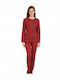 Lydia Creations Winter Women's Pyjama Set Bordeaux