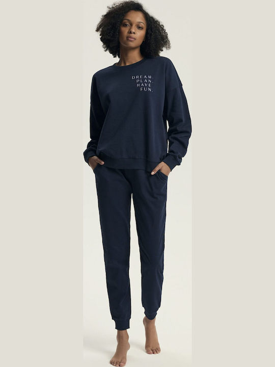 Henderson Winter Damen Pyjama-Set Blau