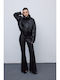 Women's High-waisted Fabric Trousers Flared Black