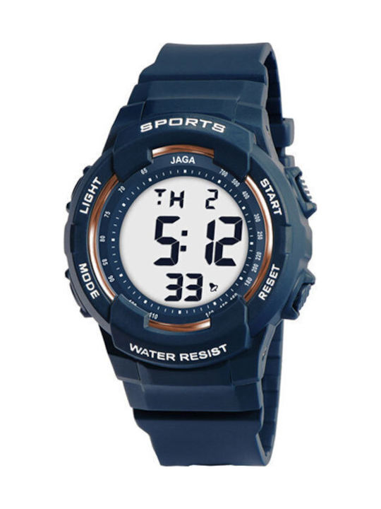 Jaga Men's Watch Battery with Blue Rubber Strap