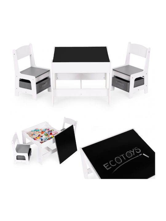 Ecotoys Kinder Tische mit Stühlen Weiß Ecotoys Ecotoys Kinder Tische mit Stühlen Weiß Ecotoys