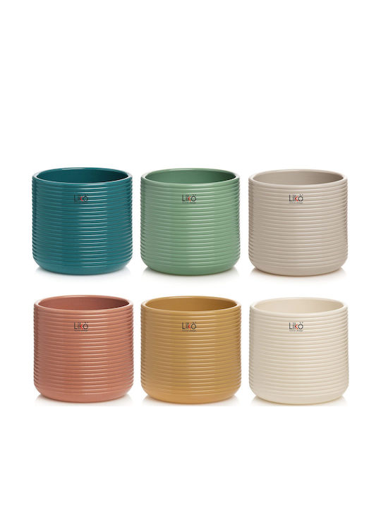 Fankon Flowers Ceramic Multicolour Plant Pot 14x13cm 6 Pieces