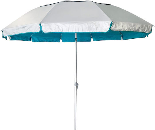 Klikareto Folding Beach Umbrella Diameter 2.20m with Air Vent Silver