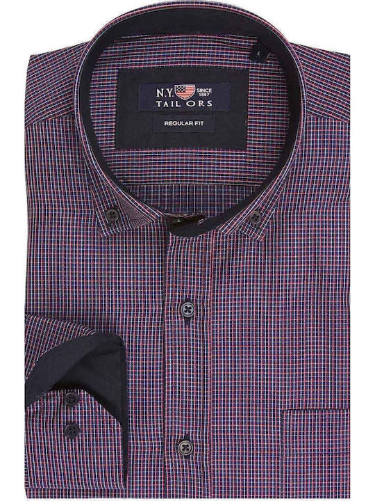 New York Tailor Cotton Shirt Bordeaux-blue