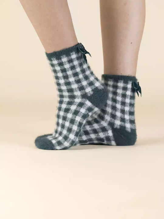 Noidinotte Women's Socks Green Checkered