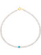 White Pearl Zircon 925 Silver Gold Plated Anklet L124419m