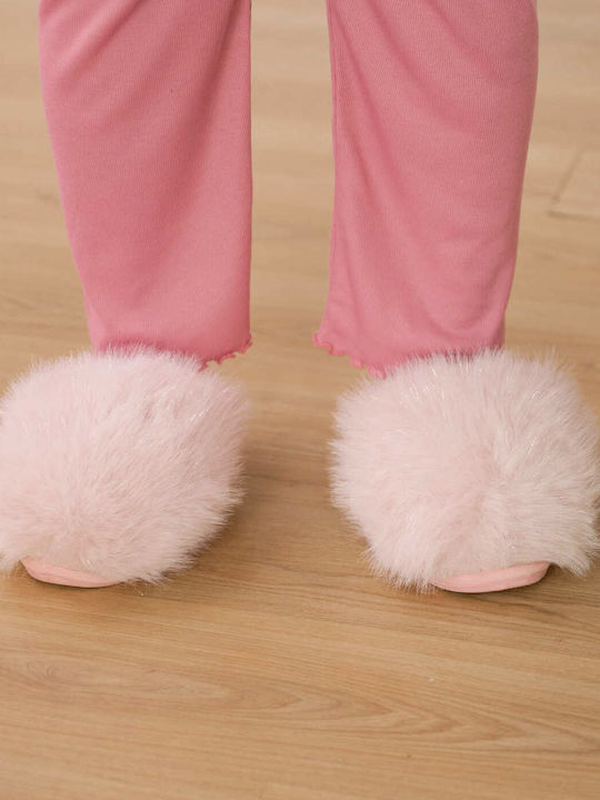 Winter Women's Slippers with Fur Pink