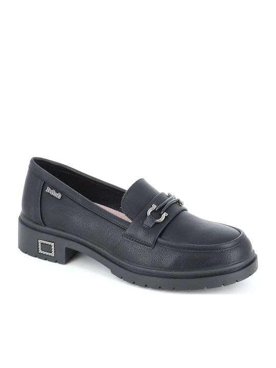 Leather Women's Loafers in Black Color