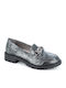 Leder Damen Loafers in Silber Farbe
