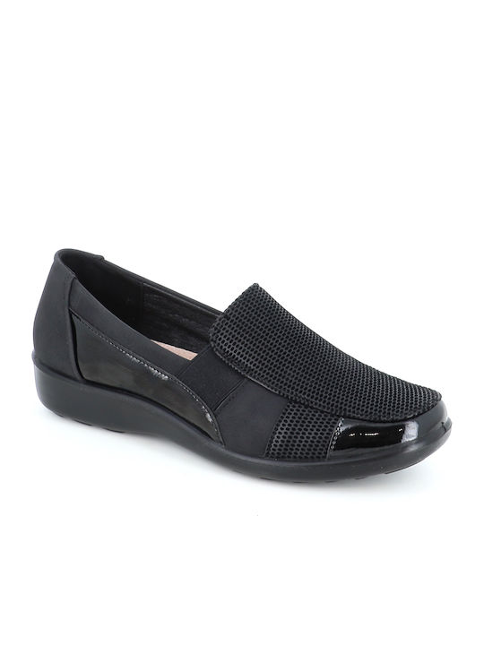 Leather Women's Moccasins in Black Color