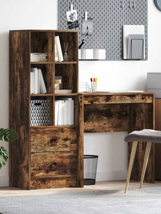 Desk Wooden with Bookshelf Smoked Oak 70x40x76cm