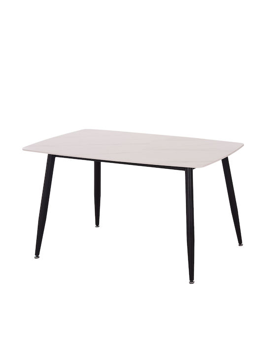 Rav Tisch Speisesaal Marble White, Black 120x70...