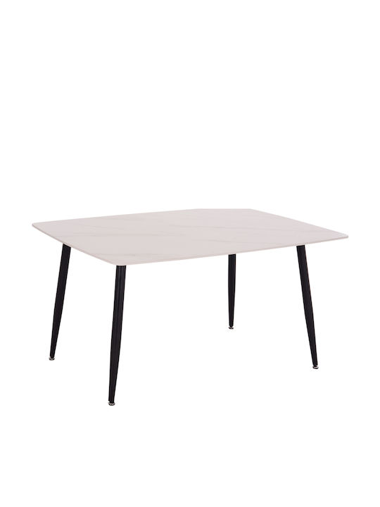 Rav Masă Sala de mese Marble White, Black 140x80x75buc