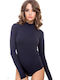Jadea Navy Blue Cotton Long Sleeve Turtleneck Bodysuit 4153