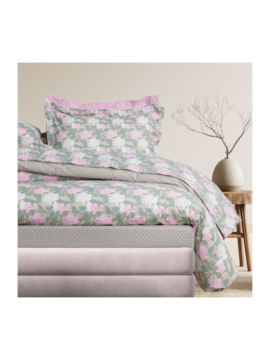 Das Home Bettwäsche-Set Überdoppel 240x260cm. 3175 Green, Pink 4Stück