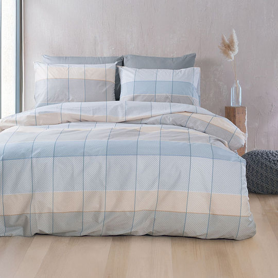 Rythmos Duvet Cover Set Single with Pillowcase 160x250 Colette Grey-light blue