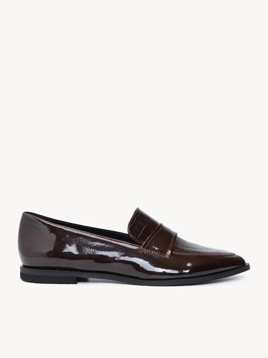 Maro Loafers Din Lac Croco Model Cu Vârf Ascuțit