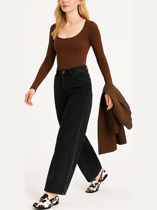Kare Rollkragen Damen-Bodysuit Chocolat