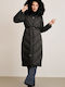 Women's Long Lifestyle Jacket for Winter with Hood Black