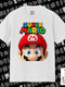 Super Mario Klassisches T-Shirt Doppelnähte Ohne Seitennähte Weiß 100% Baumwolle Vegan & Oeko-Tex Zertifiziert