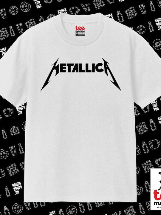 Metallica Classic T-shirt Double Stitching Without Side Seams White 100% Cotton Vegan & Oeko-tex Certified